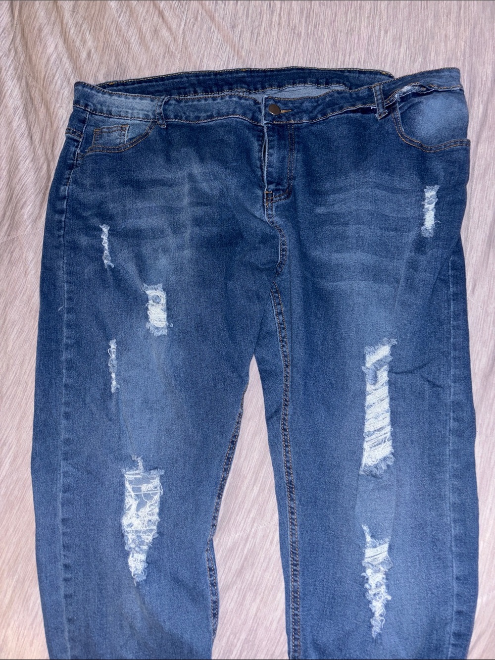 Women’s Distressed Dark Blue Denim Jeans